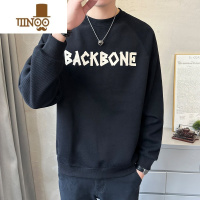 YANXU圆领卫衣男士2023新款春潮牌长袖上衣休闲装加绒加厚打底衫