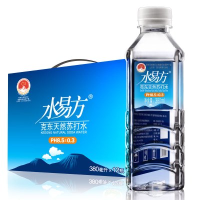 水易方天然苏打水380ml*12瓶 无气弱碱性饮用水矿泉水 礼盒装