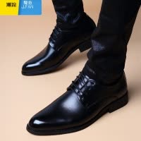 聚范软皮英伦男鞋内增高男士尖头黑色商务正装休闲皮鞋男款新郎结婚鞋
