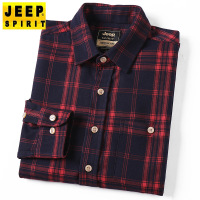 JEEP SPIRIT秋冬男衬衫宽松格子时尚休闲上衣长袖厚商务正装