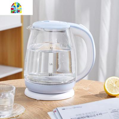 全玻璃电热烧水壶透明家用一体煮茶器泡茶专用迷小型煲电壶 FENGHOU 蓝色
