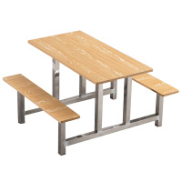 阿拉贡学校食堂不锈钢餐桌椅4人6人8人位员工饭堂连体快餐桌椅组合4人位防火板