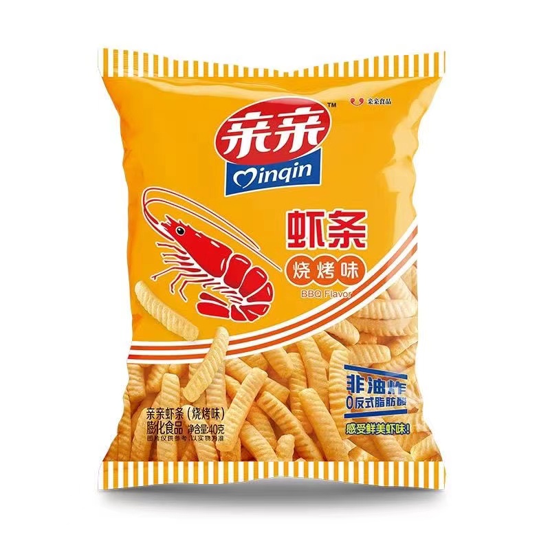 亲亲虾条40g大包(烧烤味) 儿童休闲食品膨化 12袋