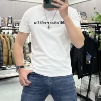 夏季短袖简约字母丝光棉T恤男士圆领打底衫高级感上衣半袖潮i