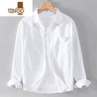 YANXU牛津纺衬衫商务休闲百搭简约男士半袖衬衣纯色长袖寸