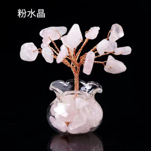维诺亚黄紫粉水晶桃花树饰品生日礼物陶瓷可爱家居客厅办公礼品摆件