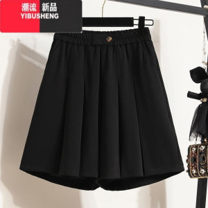 YIBUSHENG大码女季高腰a字西装短裤胖妹妹休闲五分阔腿梨形身材显瘦裙裤