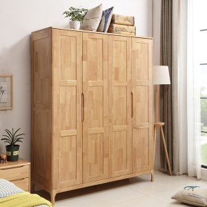 青木川 北欧简约现代全实木衣柜 滑门推拉门移门两门小户型家用主卧室原木色二门木质储物收纳整体大衣橱