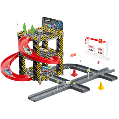 俞氏兴智能城市停车场儿童玩具电动手感遥控玩具男孩益智拼装轨道玩具3层滑行停车场+4辆合金车239B