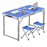 悦兴诚户外桌 120cm蓝色+2布凳 组
