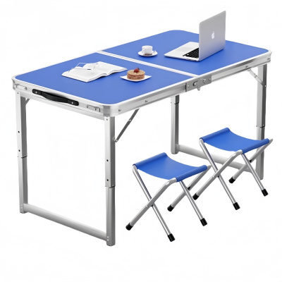 悦兴诚户外桌 120cm蓝色+2布凳 组