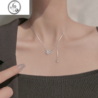 JiMi925银银蝴蝶花朵项链女小众设计轻奢高级感2023年新款锁骨链