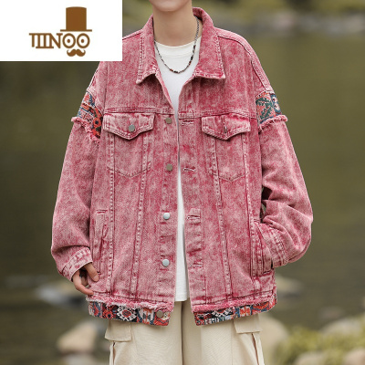 YANXU做旧牛仔外套男秋季设计感宽松潮牌上衣美式vibe痞帅工装夹克