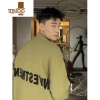 YANXU2023新款针织毛衣外套男生慵懒风宽松简约休闲拉链开衫潮流