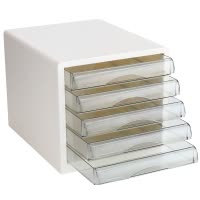 得力9777文件柜透明抽屉塑料桌面文件柜白色