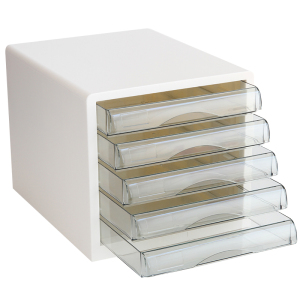 得力9777文件柜透明抽屉塑料桌面文件柜白色