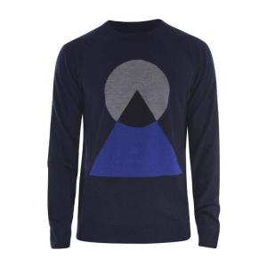 高田贤三(Kenzo)几何图案羊毛针织衫男圆领长袖运动卫衣外套秋冬