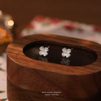 s999纯银花朵耳钉女简约百搭学生木棉花耳饰足银小清新首饰批发送女朋友老婆情人节七夕生日礼物