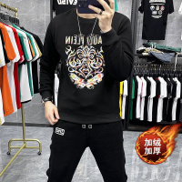 欧洲站加绒重工圆领卫衣男士套头长袖体恤打底衫上衣时尚烫钻潮流_1