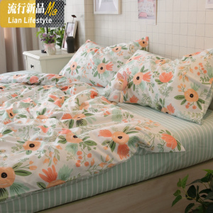田园风床品棉小碎花小清新床单被套床上用品棉四件套1.8米1.5 三维工匠