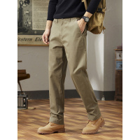 复古经典男士休闲裤男高档 舒适简约厚款秋冬纯色98%棉直筒裤
