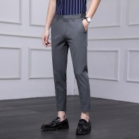 高端韩版修身小脚西裤男夏季免烫商务裤子弹力高级感时尚休闲裤男