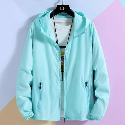 夏季新款加肥加大码连帽夹克男纯色情侣防晒衣学生休闲外套莎丞