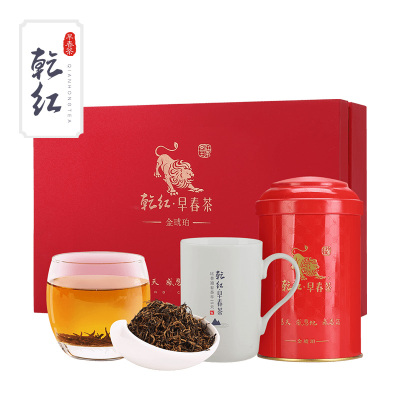 2021新茶-乾红宜兴红茶花香茶叶明前独芽金琥珀系列100g青瓷杯高档礼盒