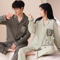 情侣睡衣女春秋冬季棉质长袖长裤氛围感一男一女男士家居服套装