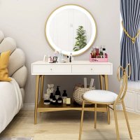 小户型欧式白色化妆桌子卧室现代女梳妆台ins储物化妆台