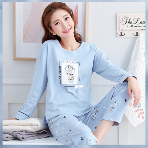啄木鸟睡衣女春秋季新款纯棉长袖长裤两件套冬夏天女士休闲家居服