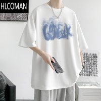 HLCOMAN港风t恤男生短袖夏季2025新款半截袖宽松上衣服
