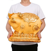 添福运 树脂摆件工艺品家居客酒柜装饰品玄关客厅生肖金猪存钱罐摆件办公室装饰店铺装饰开业礼品乔迁礼品收银台装饰品金猪存钱罐