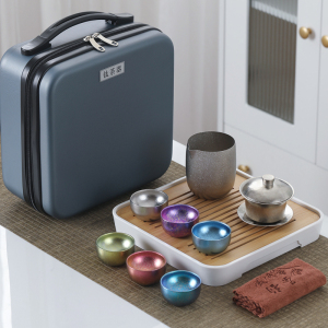 MULTIPOTENT整套功夫茶具套装钛茶器纯钛盖碗套装TTS3124