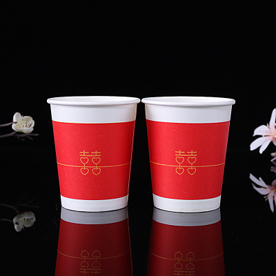 家柏饰(CORATED)婚庆纸杯敬茶杯一次性家用纸杯喜杯加厚大号婚宴婚礼卫生 国标14号图案500只