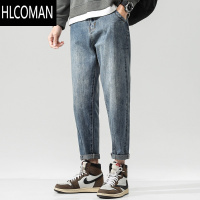 HLCOMAN弹力牛仔裤男款加绒宽松直筒小脚男裤款潮牌休闲长裤男士