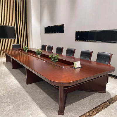 尔迈 会议室会议桌油漆贴实木皮大型会议桌洽谈桌 6米
