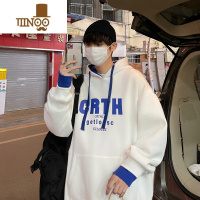 YANXU学院风卫衣男大码宽松青少年灰色上衣潮牌美式假外套