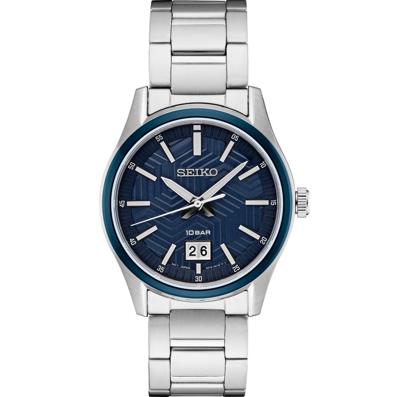SEIKO/精工 Essentials系列男士手表 商务百搭大三针大日历钢带防水石英表