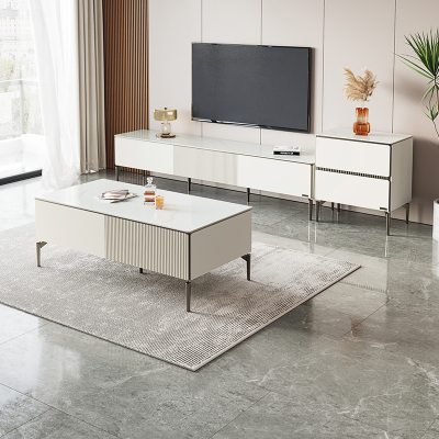 全友家居 茶几电视柜组合现代极简岩板茶几小户型家用大储物电视柜客厅家具