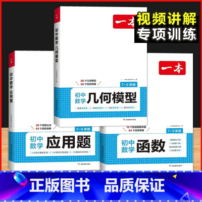 [套装3本]应用题+几何模型+函数 初中通用 [正版]2025 初中数学几何模型函数专题与解题通法秘籍应用题专项训练初一