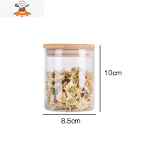 无铅玻璃瓶储物罐带盖五谷杂粮密封罐花茶储存罐食品收纳罐 敬平 1964 竹盖玻璃密封罐(1号罐)8.5*10CM