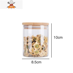 无铅玻璃瓶储物罐带盖五谷杂粮密封罐花茶储存罐食品收纳罐 敬平 1964 竹盖玻璃密封罐(1号罐)8.5*10CM