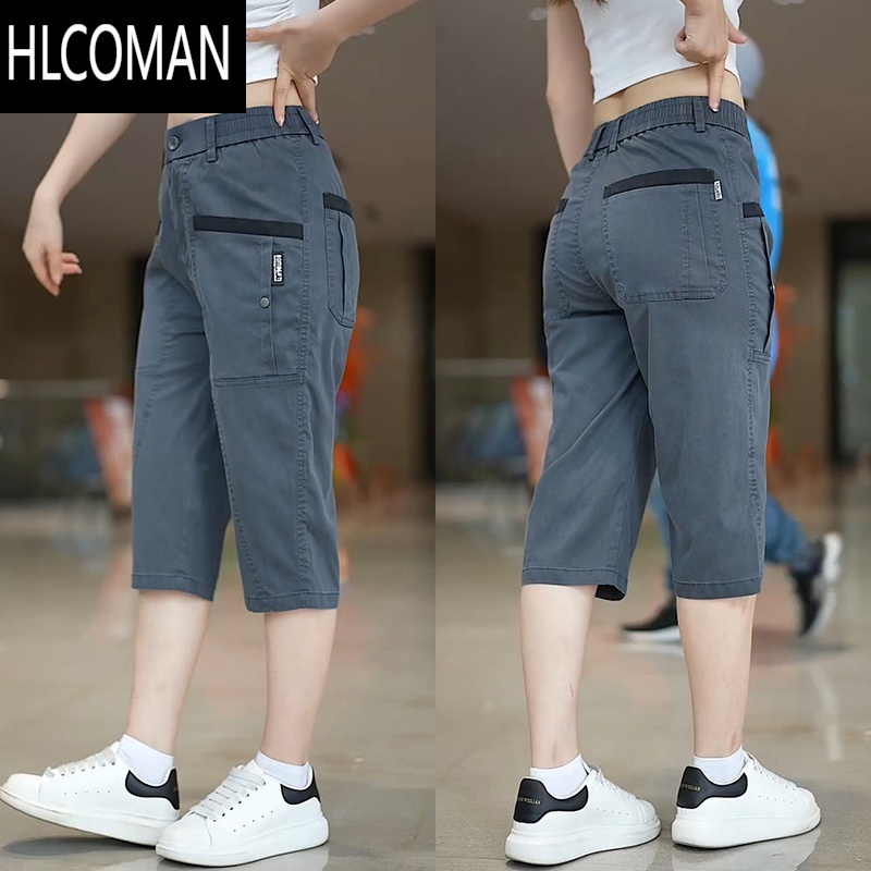 HLCOMAN冰丝休闲短裤男士夏季百搭宽松直筒七分裤男装商务四兜透气休闲裤