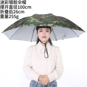 翊橙头盔伞带头上的伞帽头戴式遮阳钓鱼伞大号采茶斗笠雨伞帽斗篷头盔