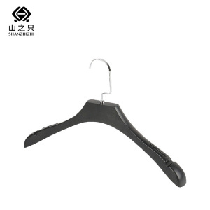 山之只 仿木纹防滑宽肩衣架 银扁钩40cm 个