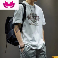 七斓潮牌美式短袖T恤男宽松大码上衣夏季潮流ins半袖休闲体恤