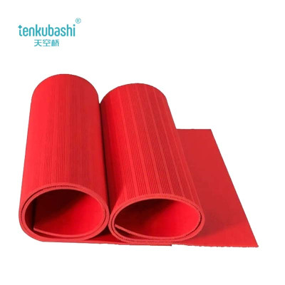 天空桥 绝缘橡胶垫 红色条纹5mm*1.5m*10m 10kv 卷