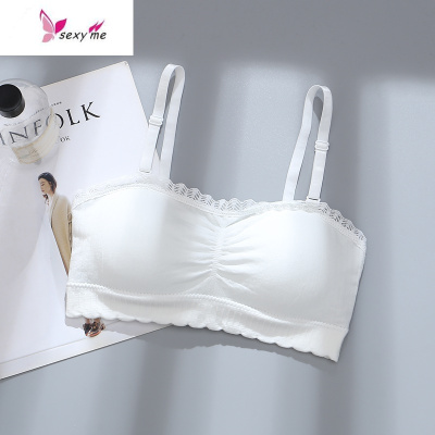 运动内衣女学生高中少女文胸无钢圈聚拢小胸吊带小背心发育期裹胸FISHBASKET胸罩