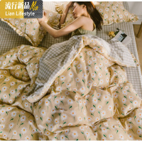 复古韩版棉淑女田园风花边格子三四件套棉被套女孩子清新床品 三维工匠